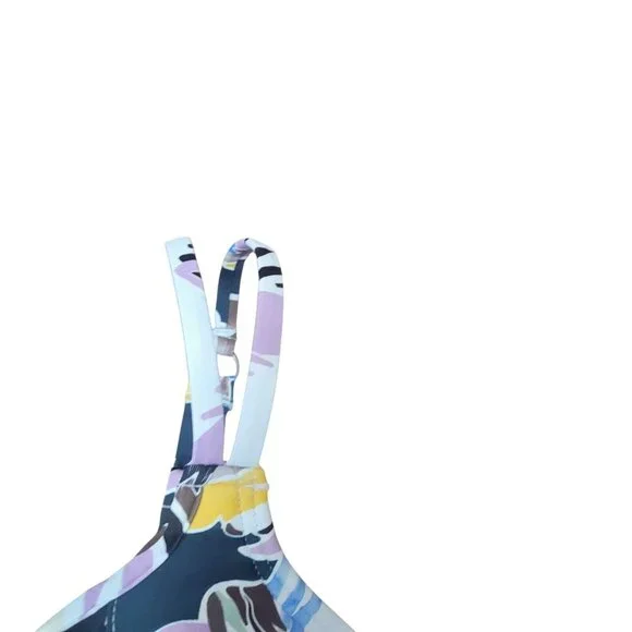 Birdsong Size 32I Bare Necessities Palm Print Underwire Wrap Tankini Swim Top - Picture 6 of 14